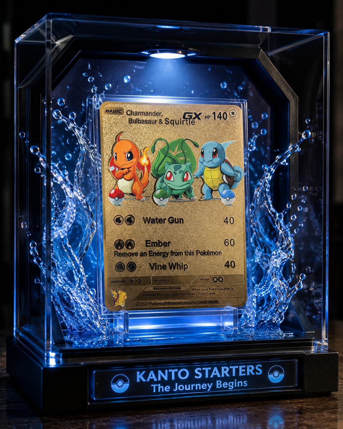 Kanto Starters Collector Showcase – Premium Gold Edition
