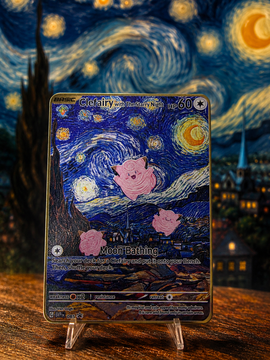 Clefairy x Starry Night Custom Premium Metal Collector Card
