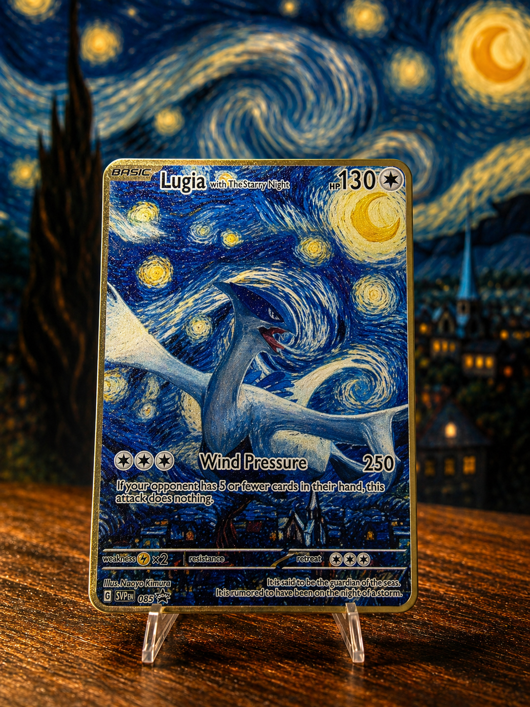 Lugia x Starry Night Custom Premium Metal Collector Card