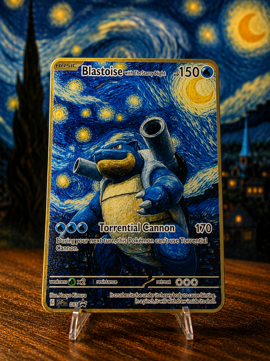 Blastoise x Starry Night Custom Premium Metal Collector Card