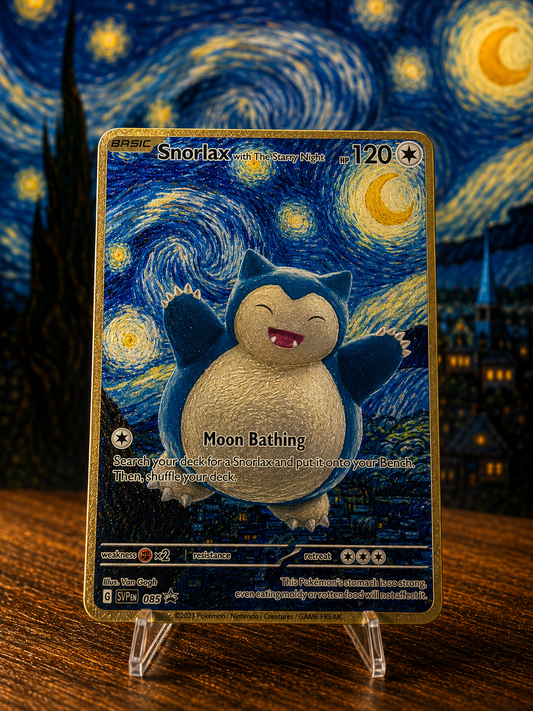 Snorlax x Starry Night Custom Premium Metal Collector Card