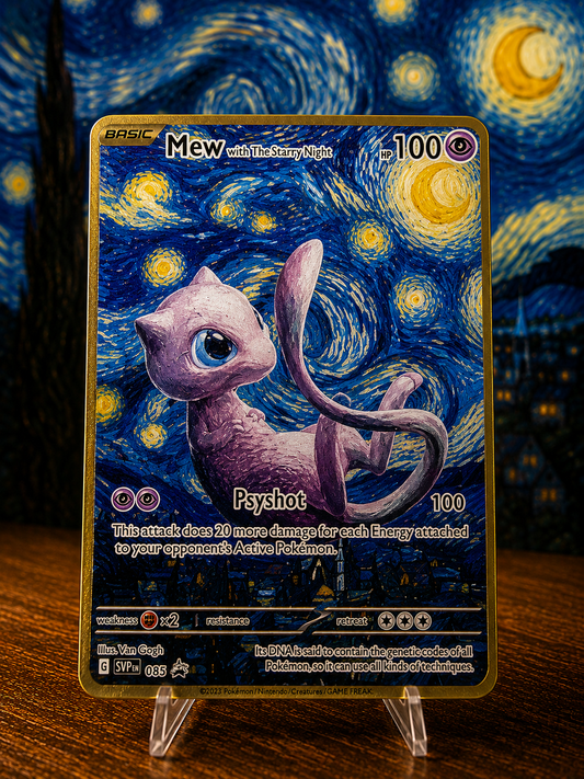 Mew x Starry Night Custom Premium Metal Collector Card