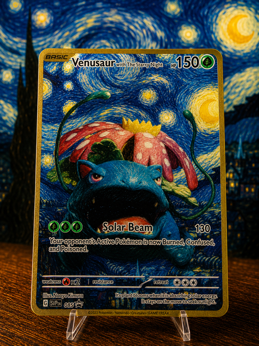 Venusaur x Starry Night Custom Premium Metal Collector Card