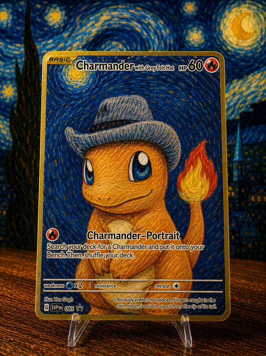 Charmander x Starry Night Custom Premium Metal Collector Card